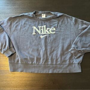 Navy Blue Nike Spell Out Crewneck Sweatshirt / Women’s Size 2X Embroidered Logo